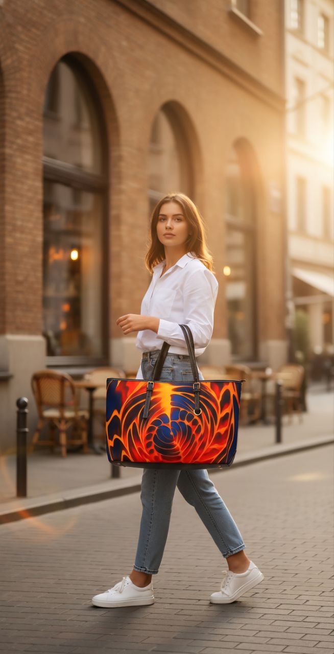 Fiery Spiral Tote Bag | Lava Abstract Shoulder Bag