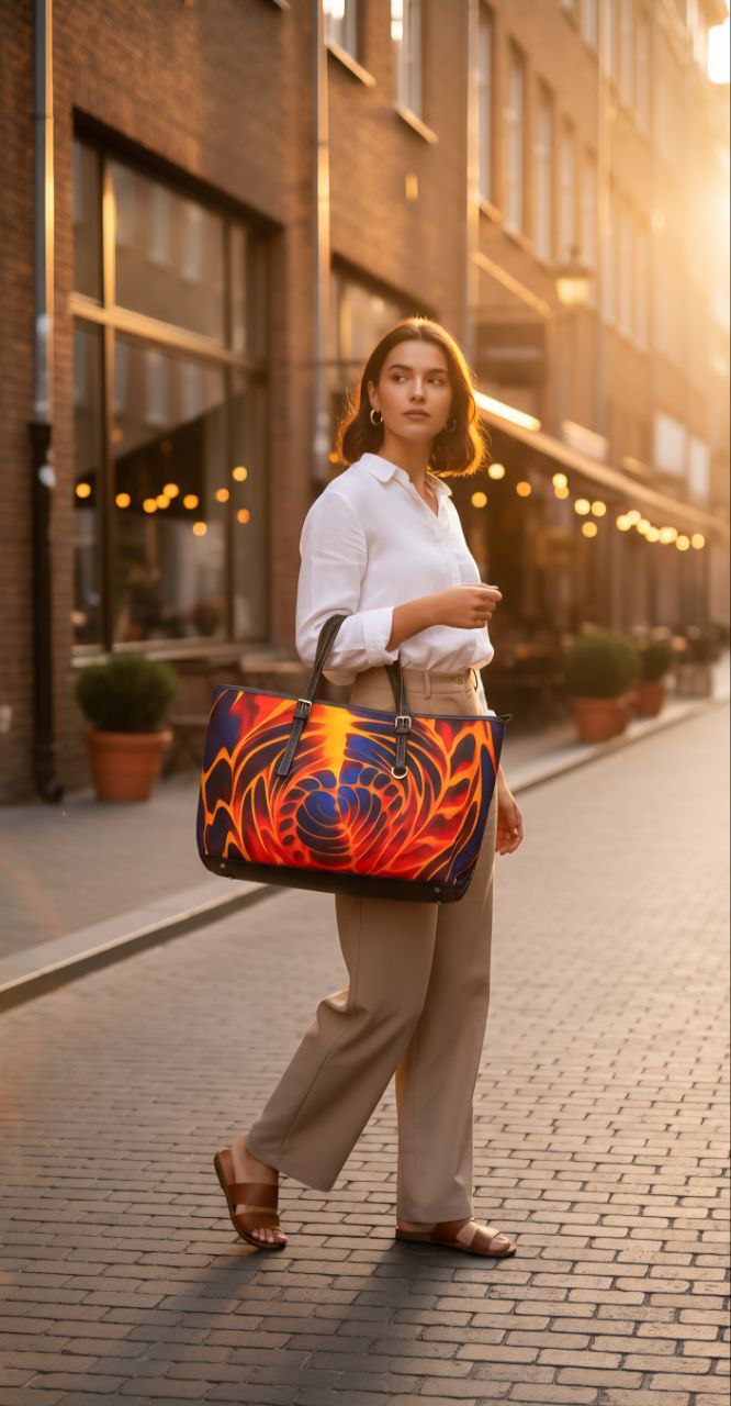 Fiery Spiral Tote Bag | Lava Abstract Shoulder Bag
