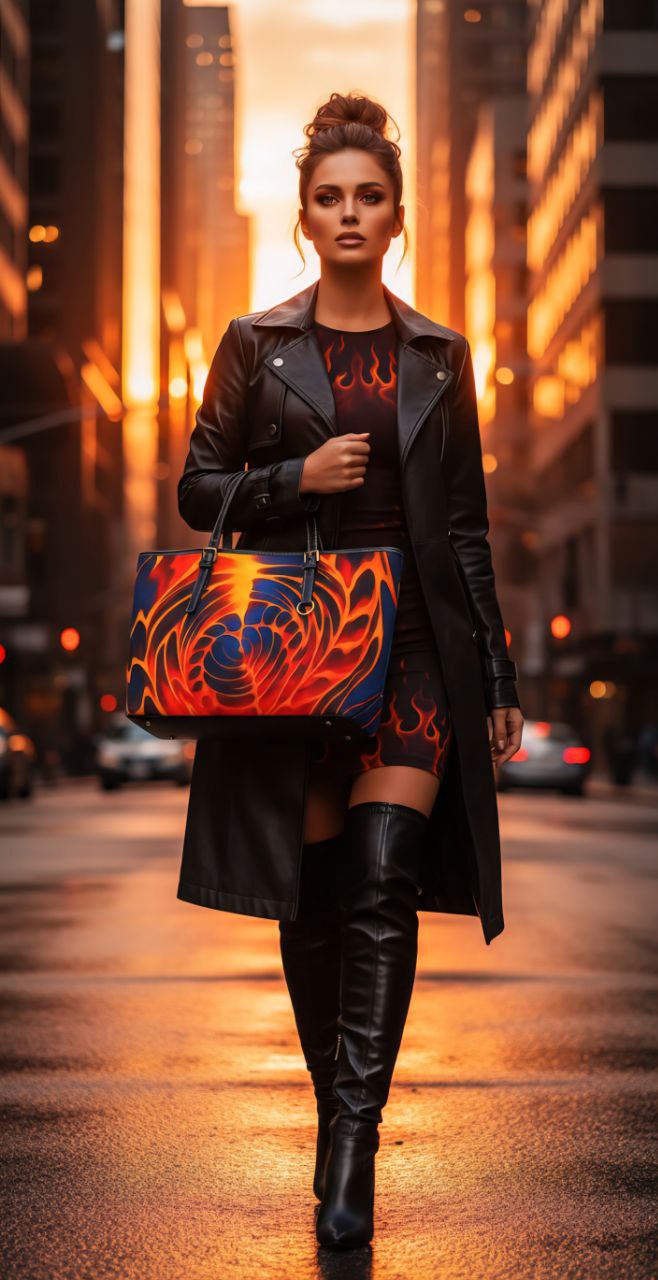 Fiery Spiral Tote Bag | Lava Abstract Shoulder Bag