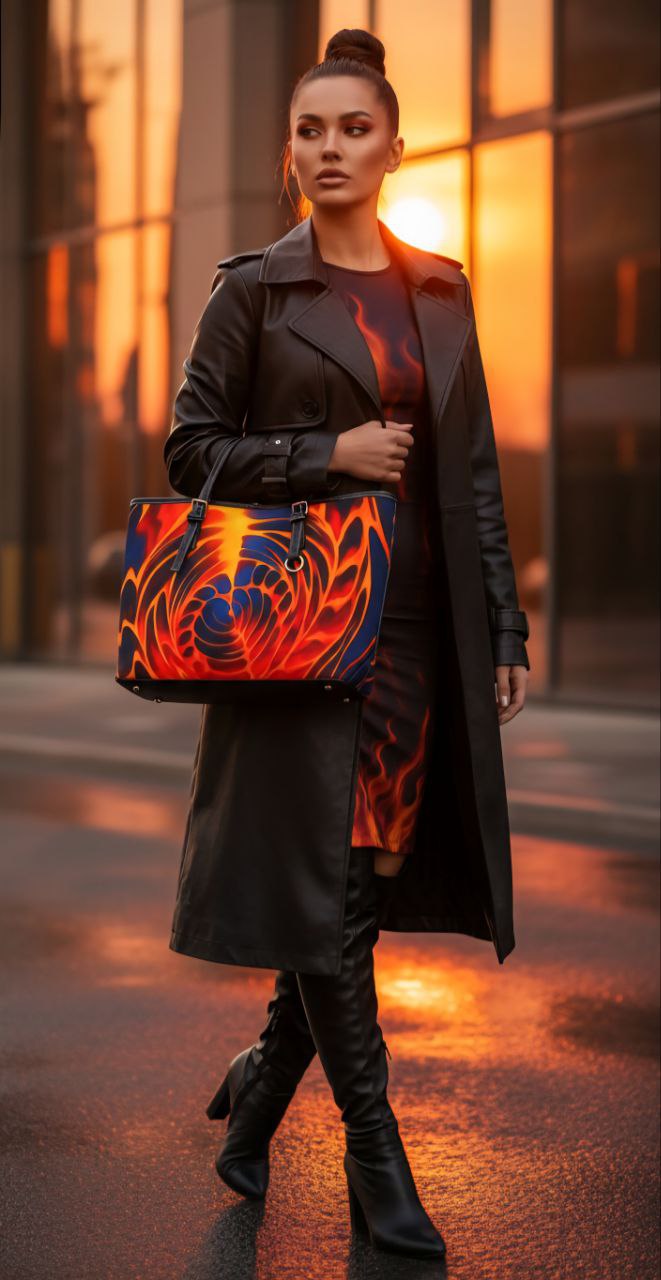 Fiery Spiral Tote Bag | Lava Abstract Shoulder Bag