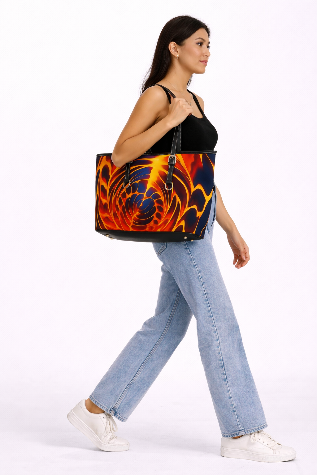 Fiery Spiral Tote Bag | Lava Abstract Shoulder Bag