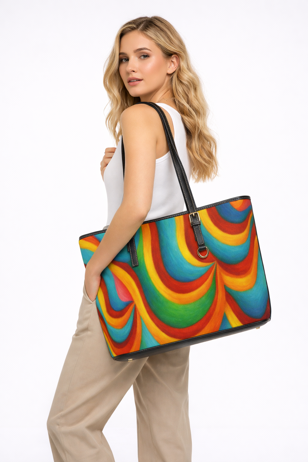 Color Wave Tote Bag | Vibrant Abstract Aesthetic Shopper