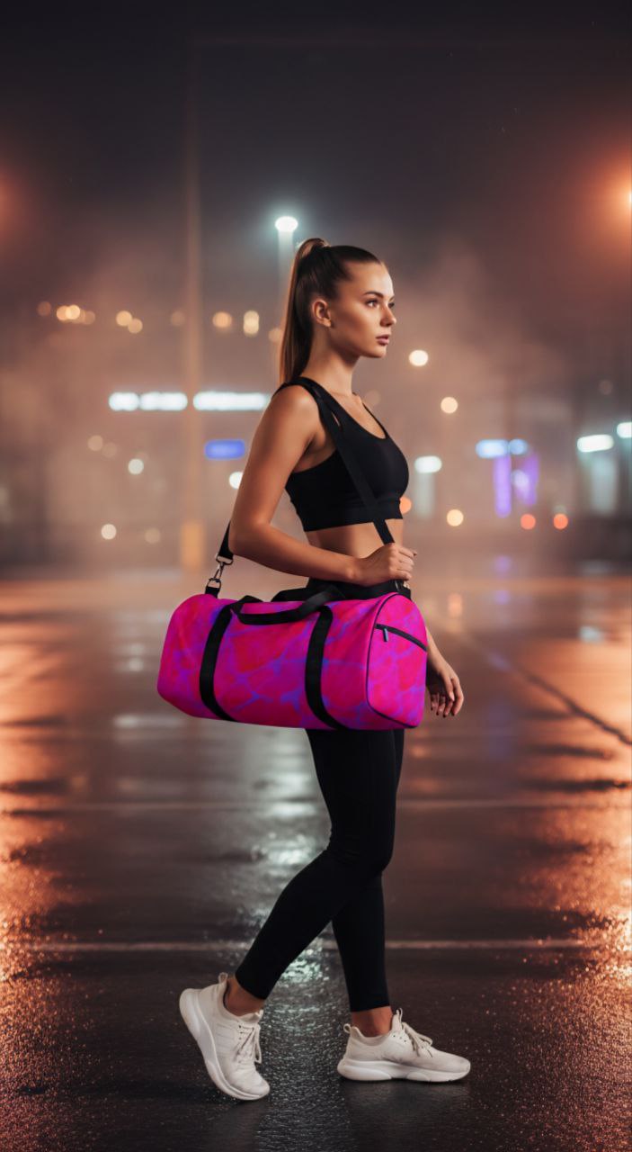Vibrant Pink Duffel Bag | Abstract Gym & Travel Bag | Stylish Weekend Tote