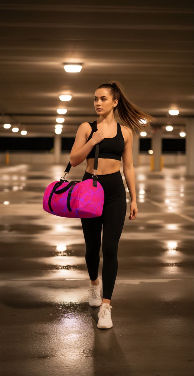 Vibrant Pink Duffel Bag | Abstract Gym & Travel Bag | Stylish Weekend Tote