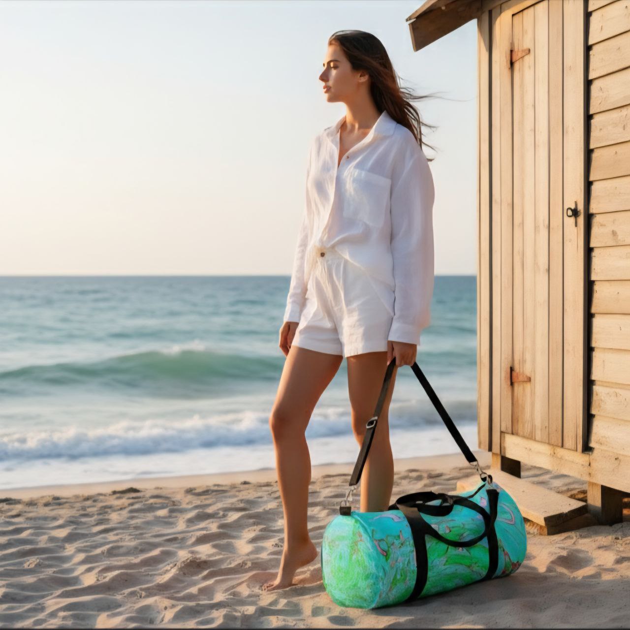 Green Swirl Duffel Bag | Minimal Gym & Travel Bag