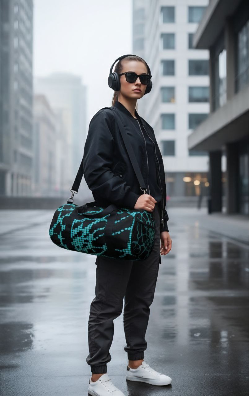 Black Pattern Duffel Bag | Urban Gym & Travel Weekender