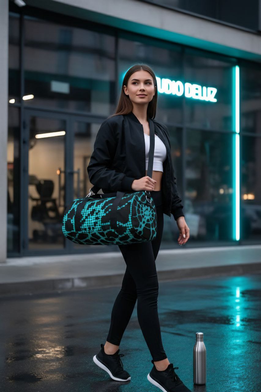 Black Pattern Duffel Bag | Urban Gym & Travel Weekender
