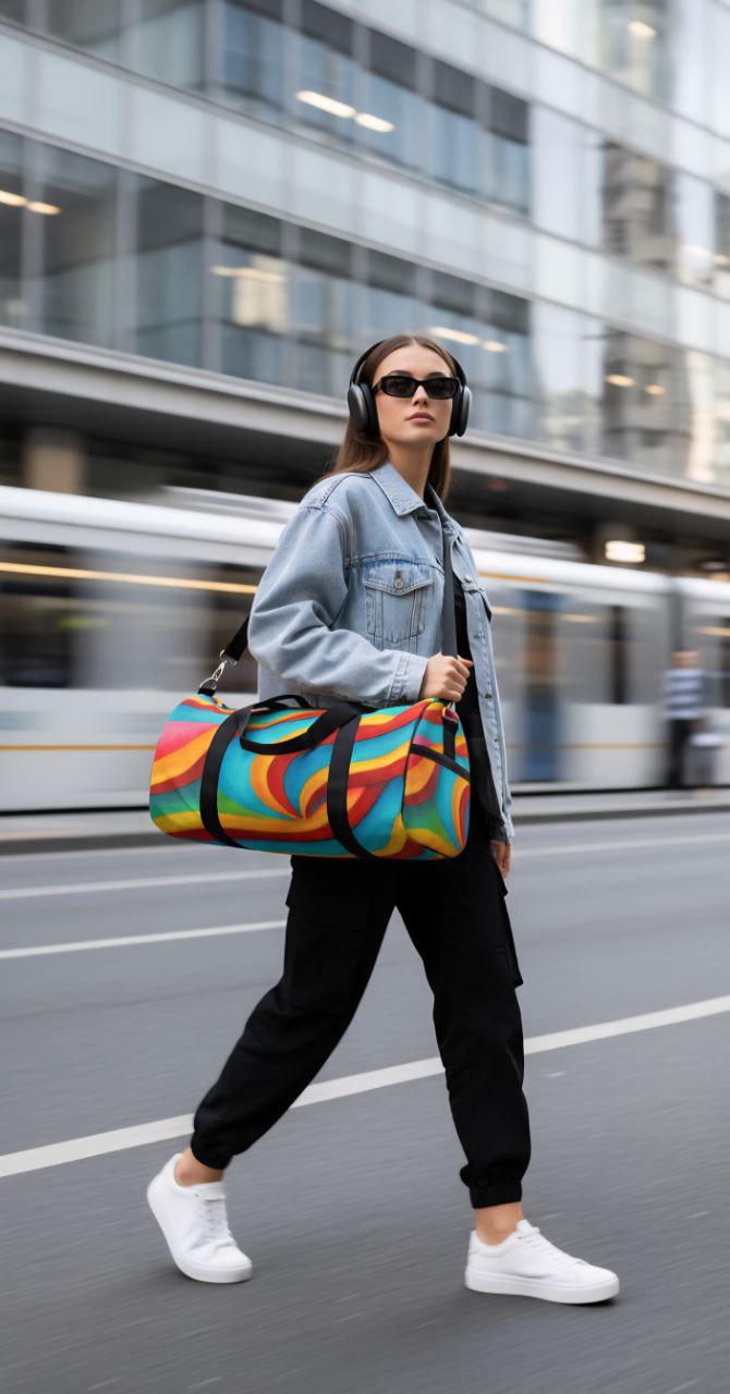 Retro Swirl Duffel Bag | Colorful Travel & Gym Weekender