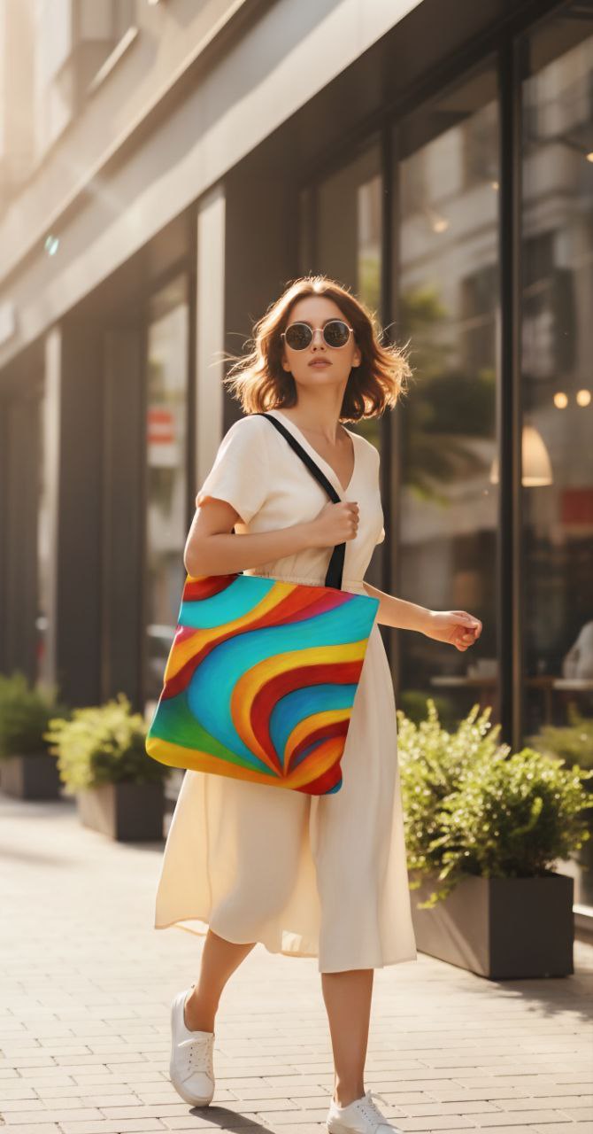 Colorful Swirl Tote Bag | Abstract Rainbow Shopping Bag | Reusable