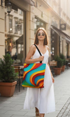 Colorful Swirl Tote Bag | Abstract Rainbow Shopping Bag | Reusable