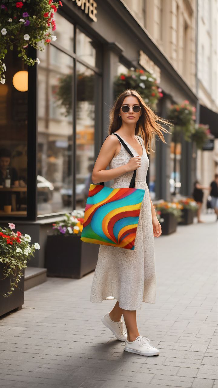 Colorful Swirl Tote Bag | Abstract Rainbow Shopping Bag | Reusable