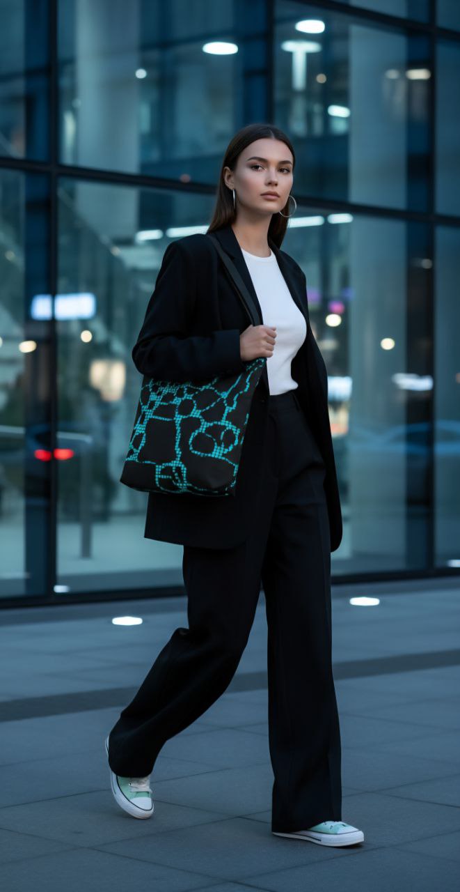 Modern Abstract Tote Bag | Blue Pattern Everyday Shopper