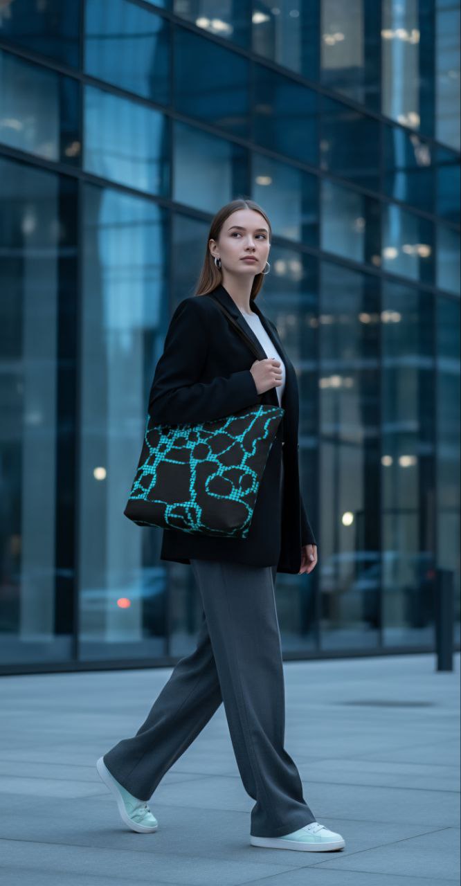 Modern Abstract Tote Bag | Blue Pattern Everyday Shopper