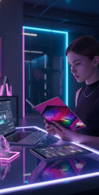 Neon Brain Notebook | AI Abstract Aesthetic Spiral Journal