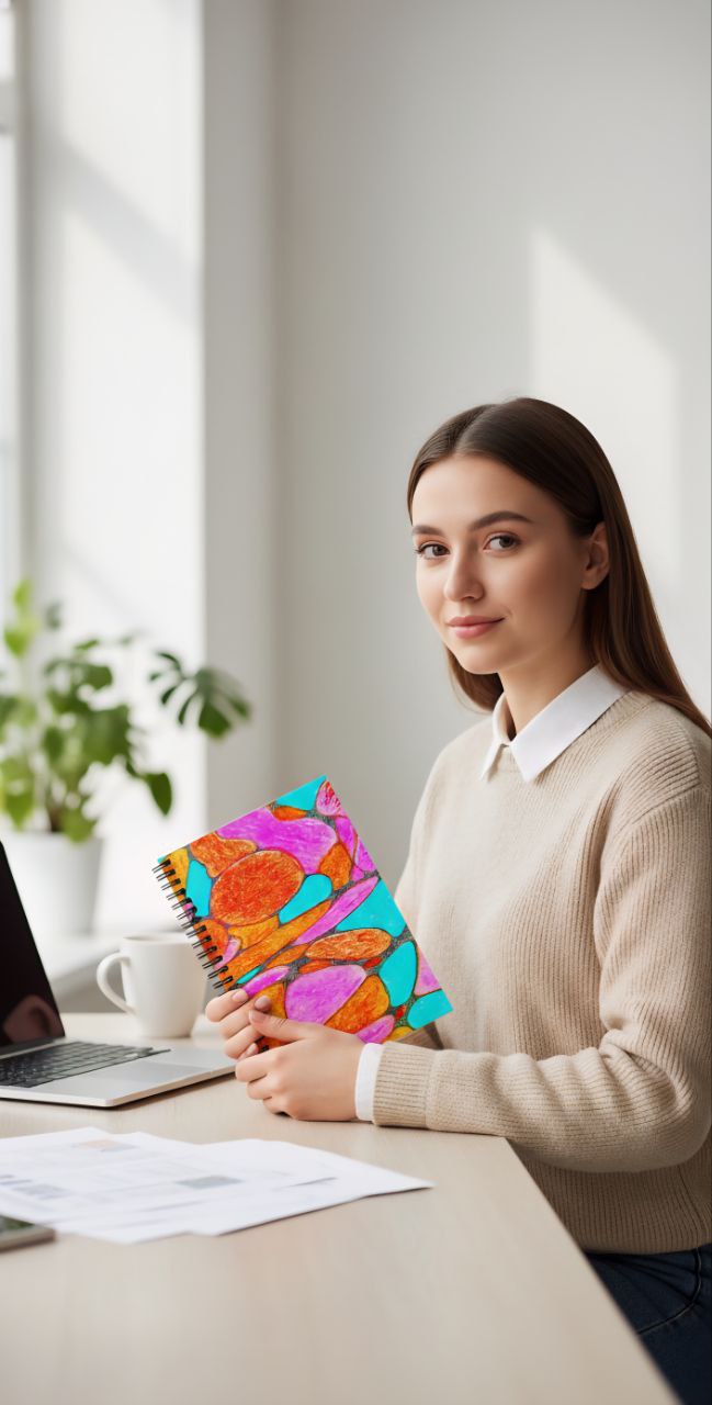 Vibrant Pop Abstract Notebook | Colorful Aesthetic Spiral Journal