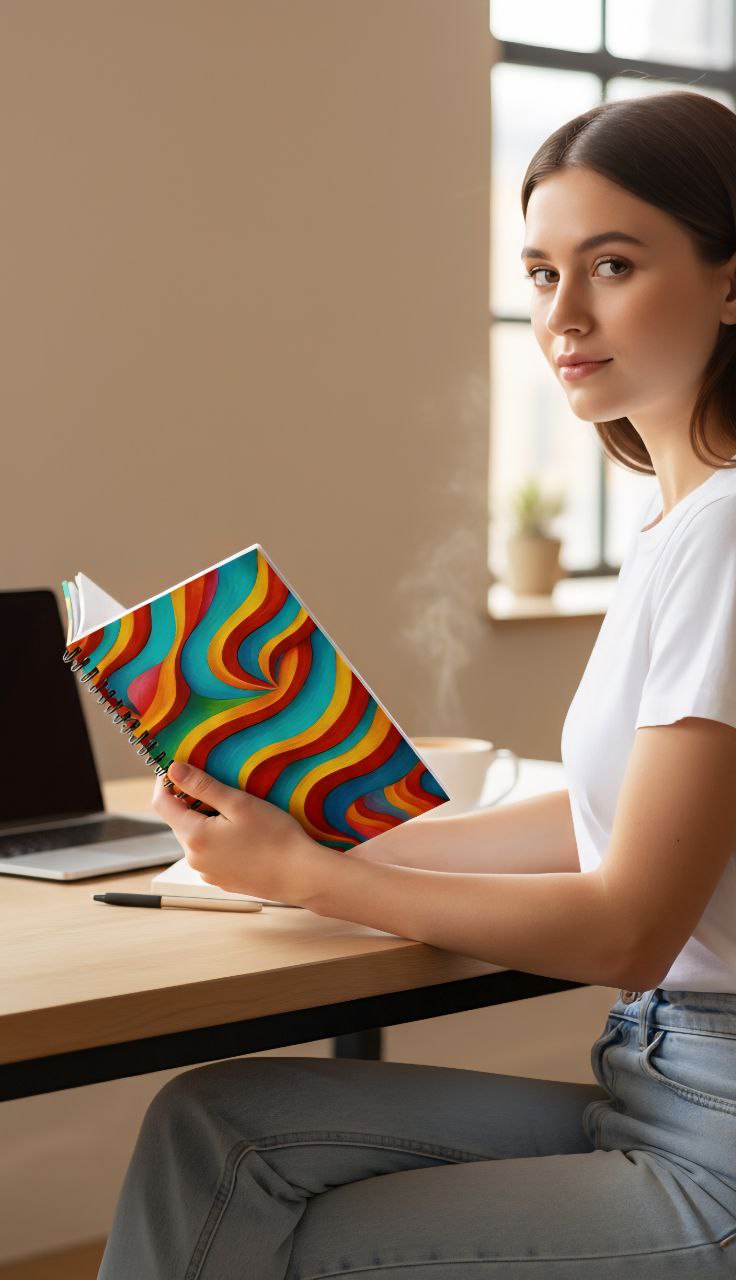 Retro Color Wave Notebook | Vintage Aesthetic Spiral Journal