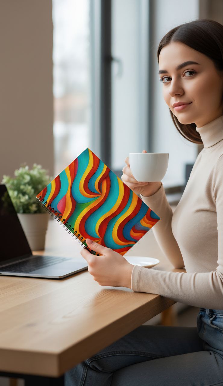 Retro Color Wave Notebook | Vintage Aesthetic Spiral Journal