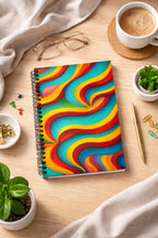 Retro Color Wave Notebook | Vintage Aesthetic Spiral Journal