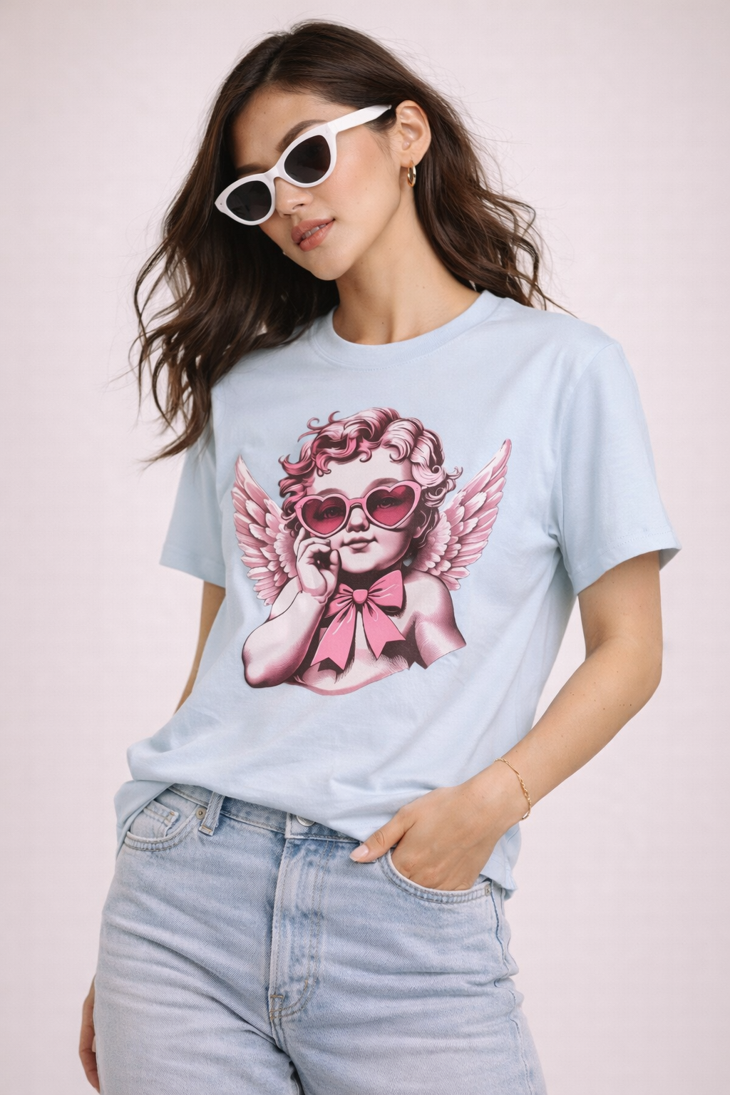 Cherub Heart Sunglasses T-Shirt | Cute Cupid Valentine Tee