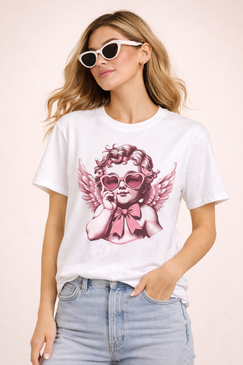 Cherub Heart Sunglasses T-Shirt | Cute Cupid Valentine Tee