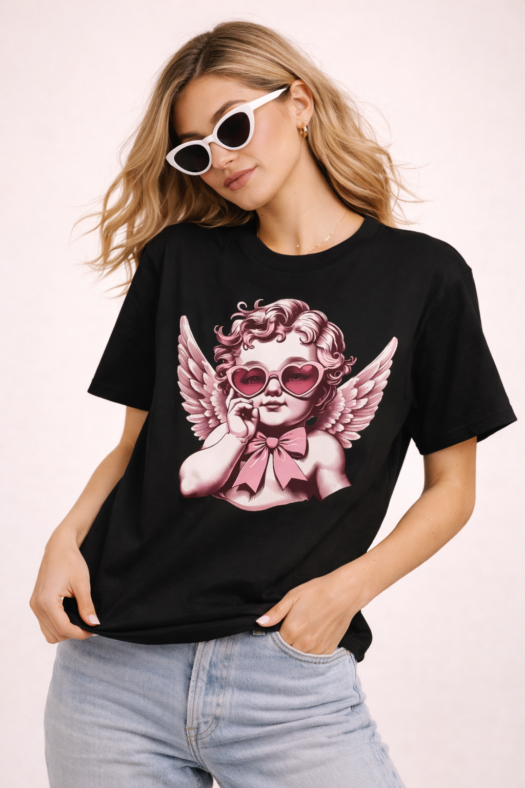 Cherub Heart Sunglasses T-Shirt | Cute Cupid Valentine Tee