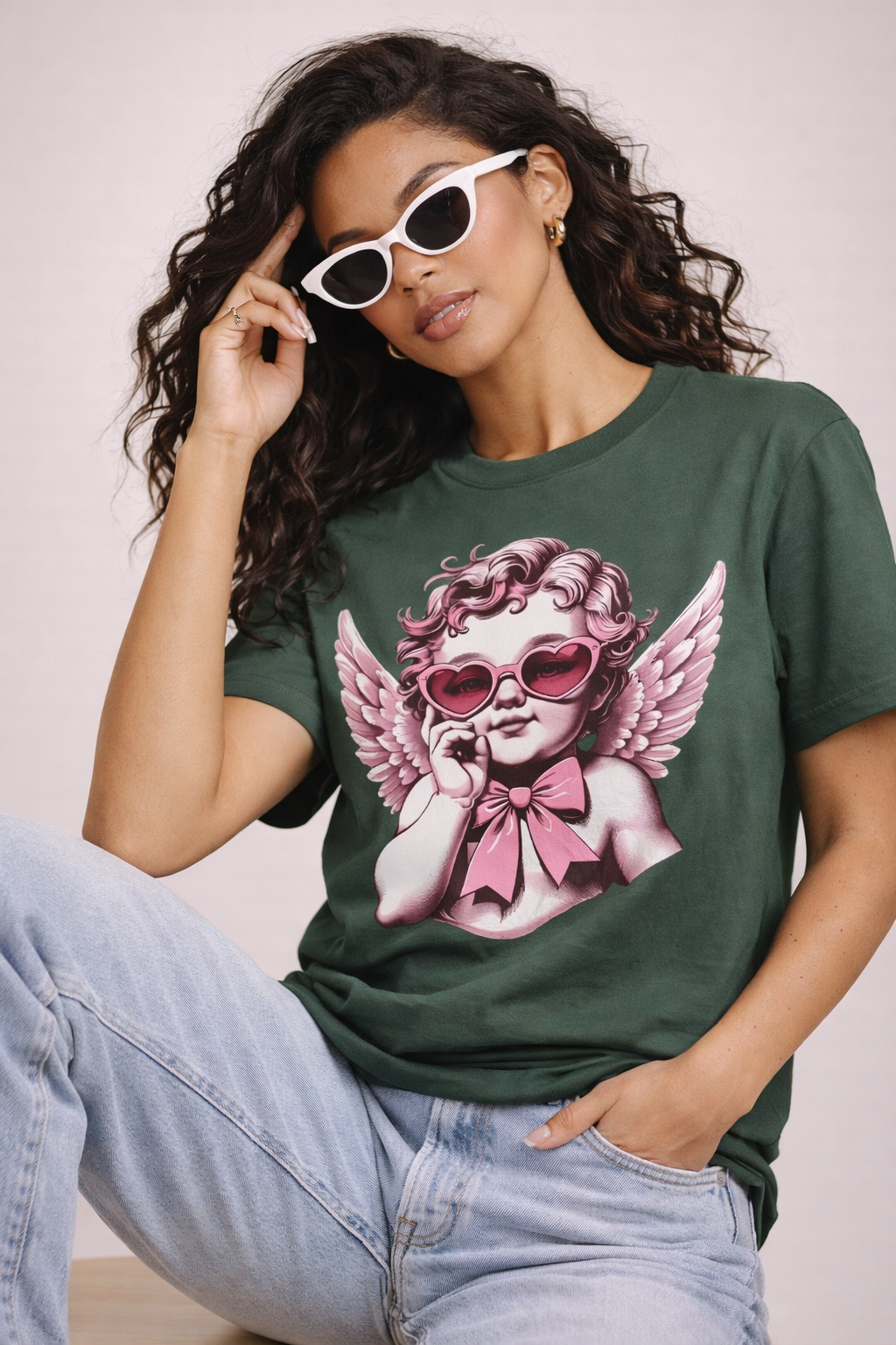Cherub Heart Sunglasses T-Shirt | Cute Cupid Valentine Tee
