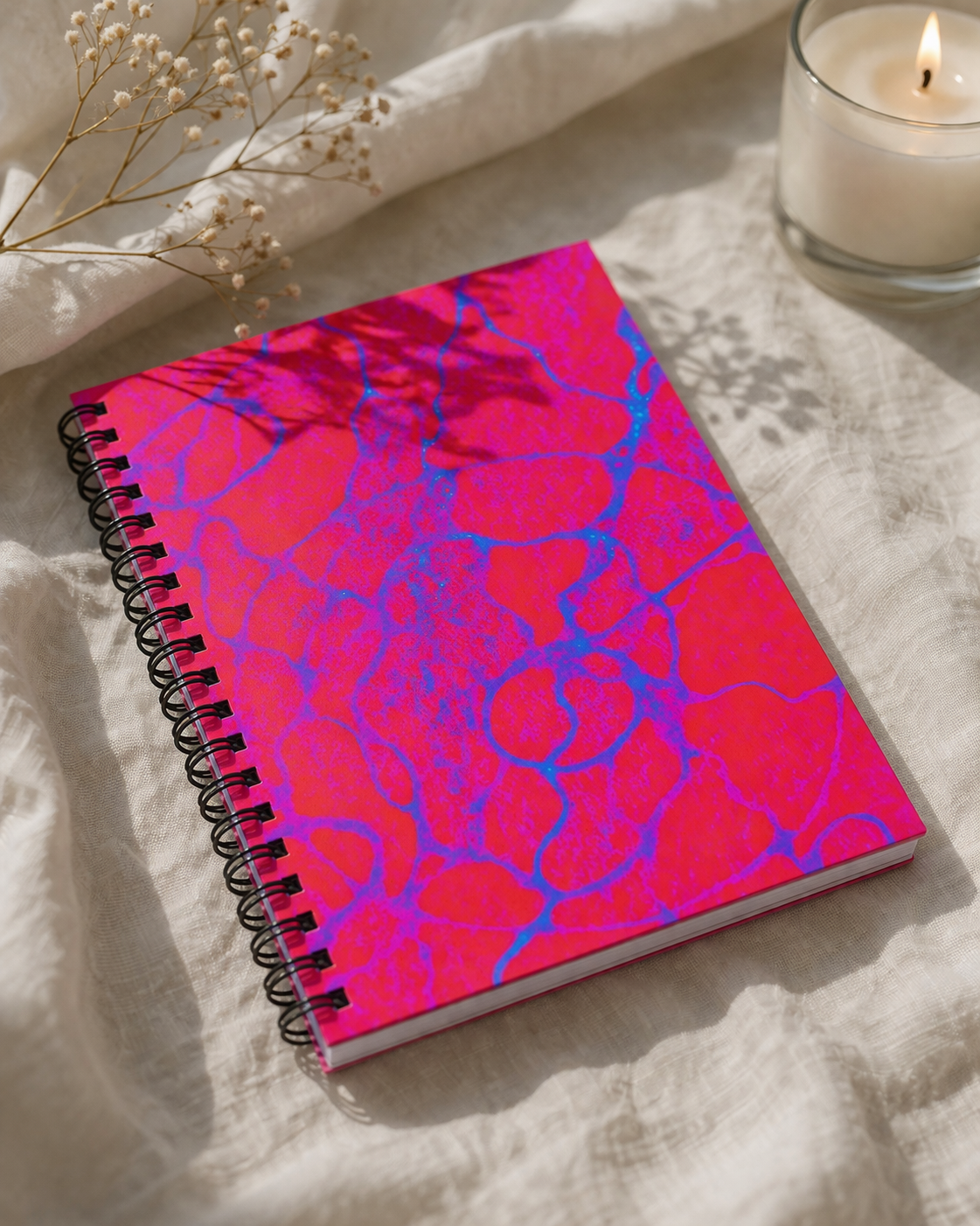 Hot Pink Abstract Spiral Notebook | Bold Aesthetic Journal