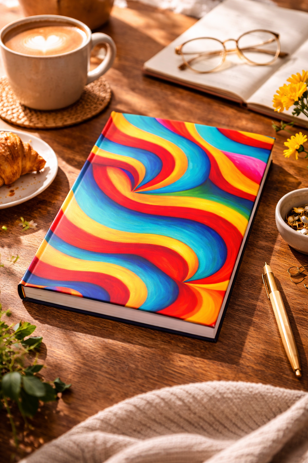 Retro Wave Abstract Notebook | Colorful Vintage Art Journal