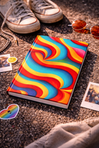 Retro Wave Abstract Notebook | Colorful Vintage Art Journal