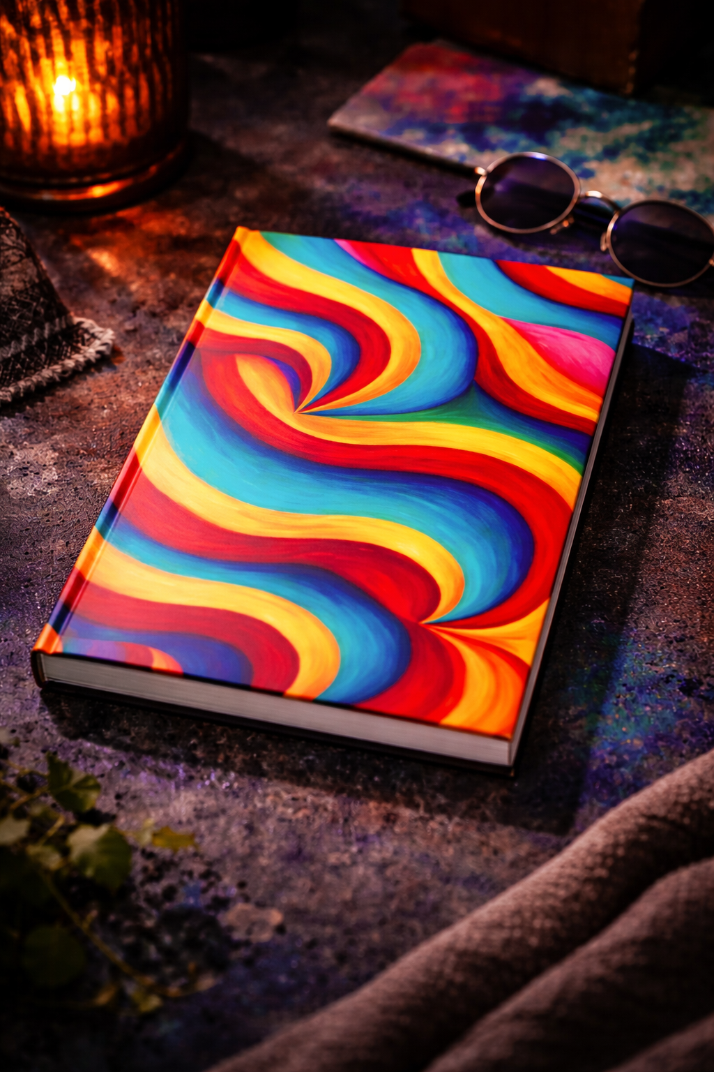 Retro Wave Abstract Notebook | Colorful Vintage Art Journal