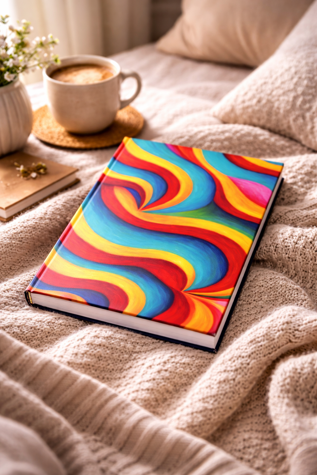 Retro Wave Abstract Notebook | Colorful Vintage Art Journal
