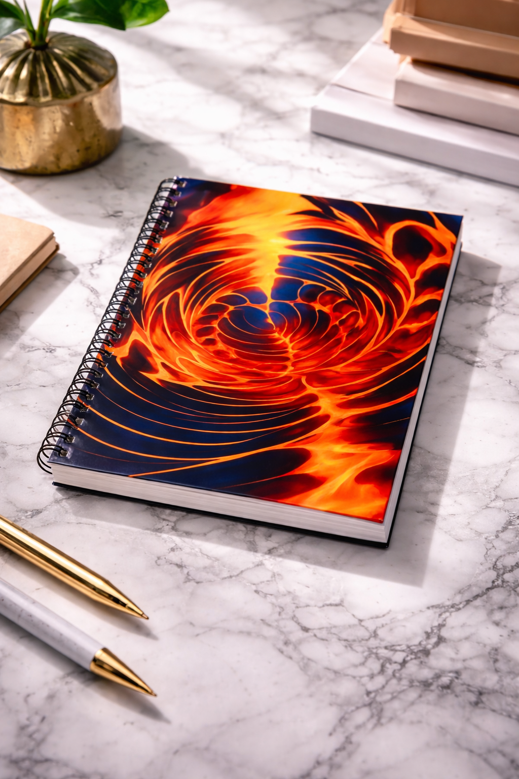 Fiery Spiral Notebook | Flame Abstract Aesthetic Journal