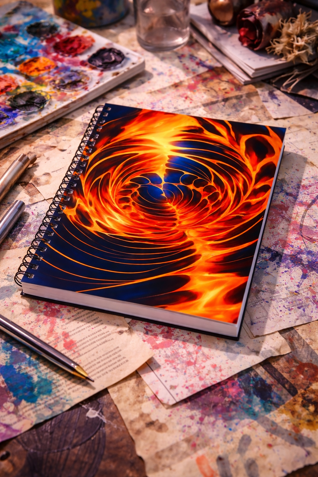 Fiery Spiral Notebook | Flame Abstract Aesthetic Journal