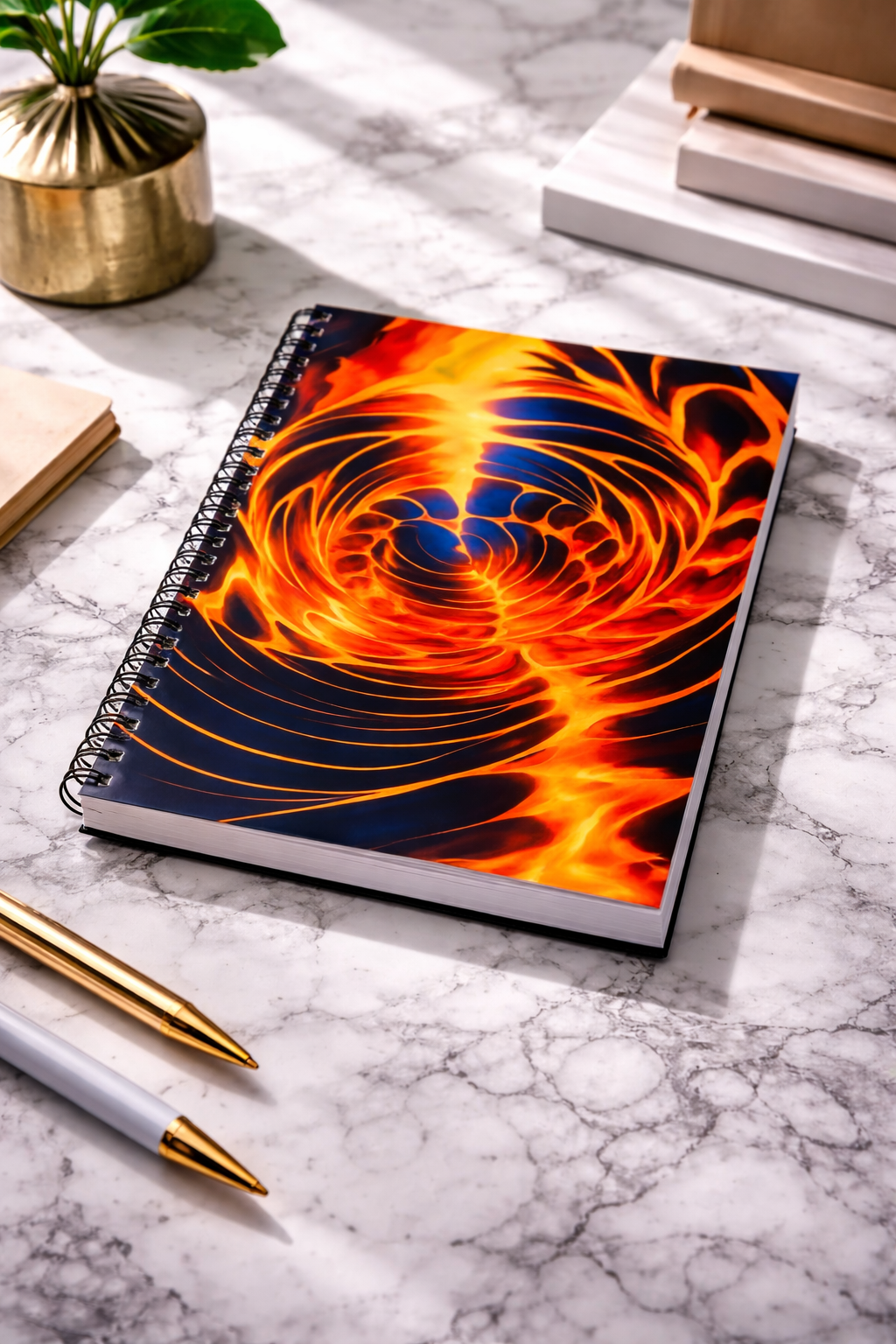 Fiery Spiral Notebook | Flame Abstract Aesthetic Journal