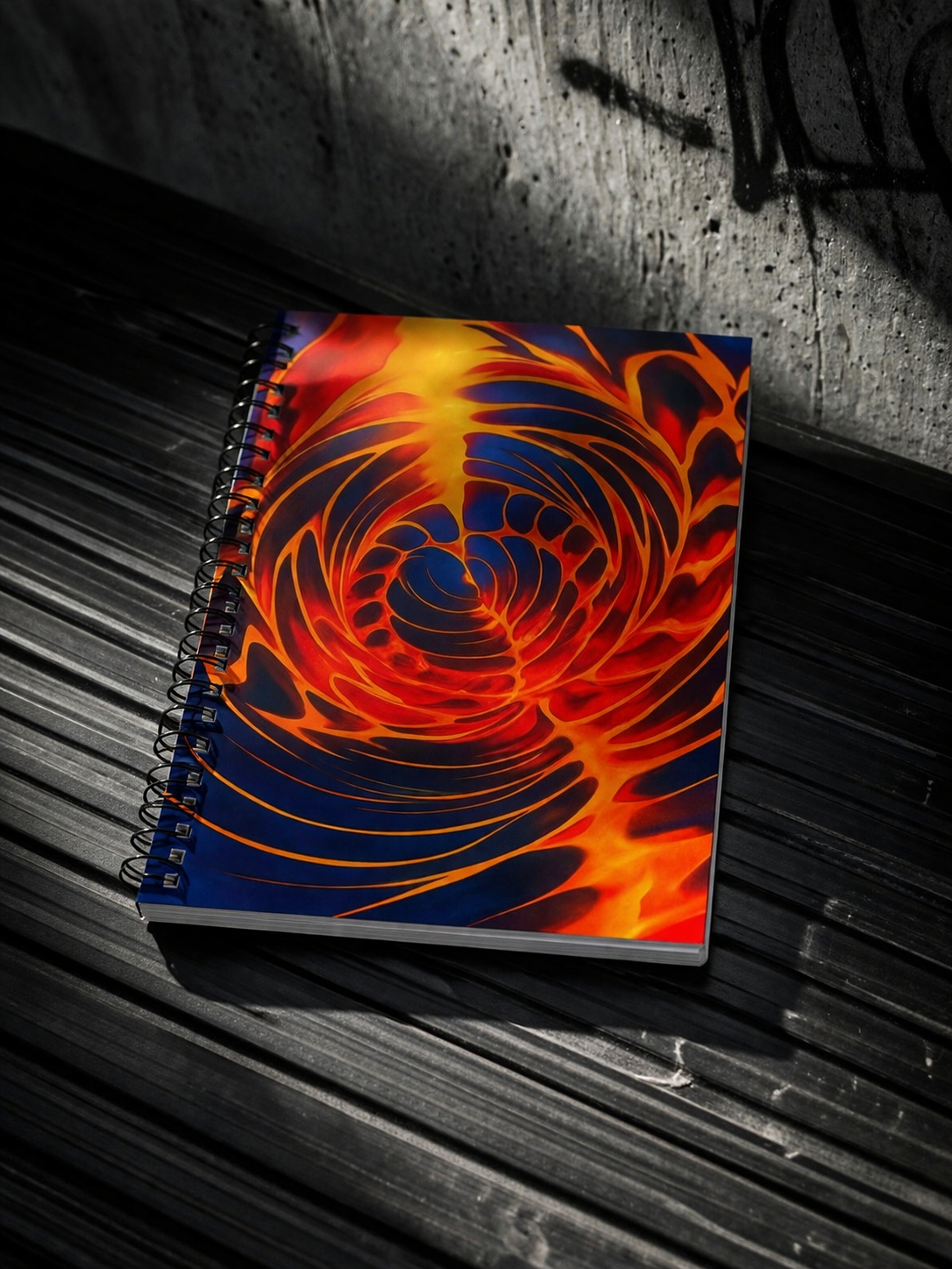 Fiery Spiral Notebook | Flame Abstract Aesthetic Journal
