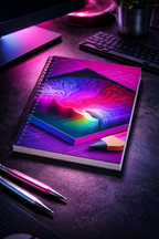 Neon Brain Notebook | AI Abstract Aesthetic Spiral Journal