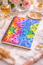 Rainbow Mosaic Abstract Notebook | Colorful Aesthetic Spiral Journal