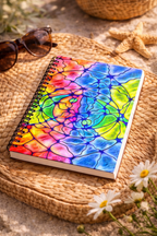 Rainbow Mosaic Abstract Notebook | Colorful Aesthetic Spiral Journal