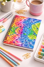 Rainbow Mosaic Abstract Notebook | Colorful Aesthetic Spiral Journal