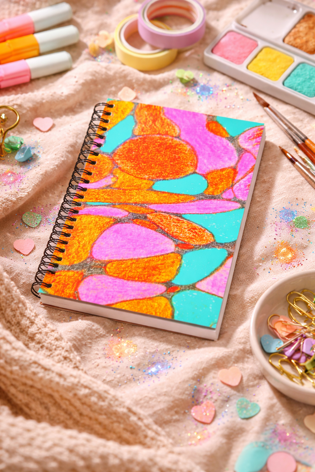Vibrant Pop Abstract Notebook | Colorful Aesthetic Spiral Journal