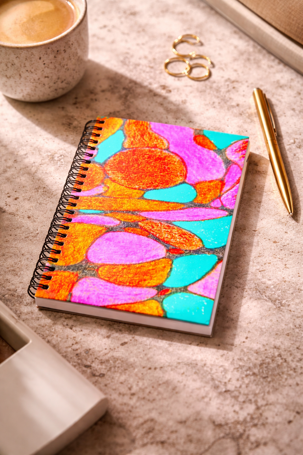 Vibrant Pop Abstract Notebook | Colorful Aesthetic Spiral Journal
