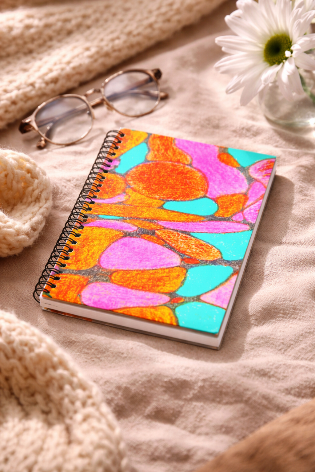 Vibrant Pop Abstract Notebook | Colorful Aesthetic Spiral Journal