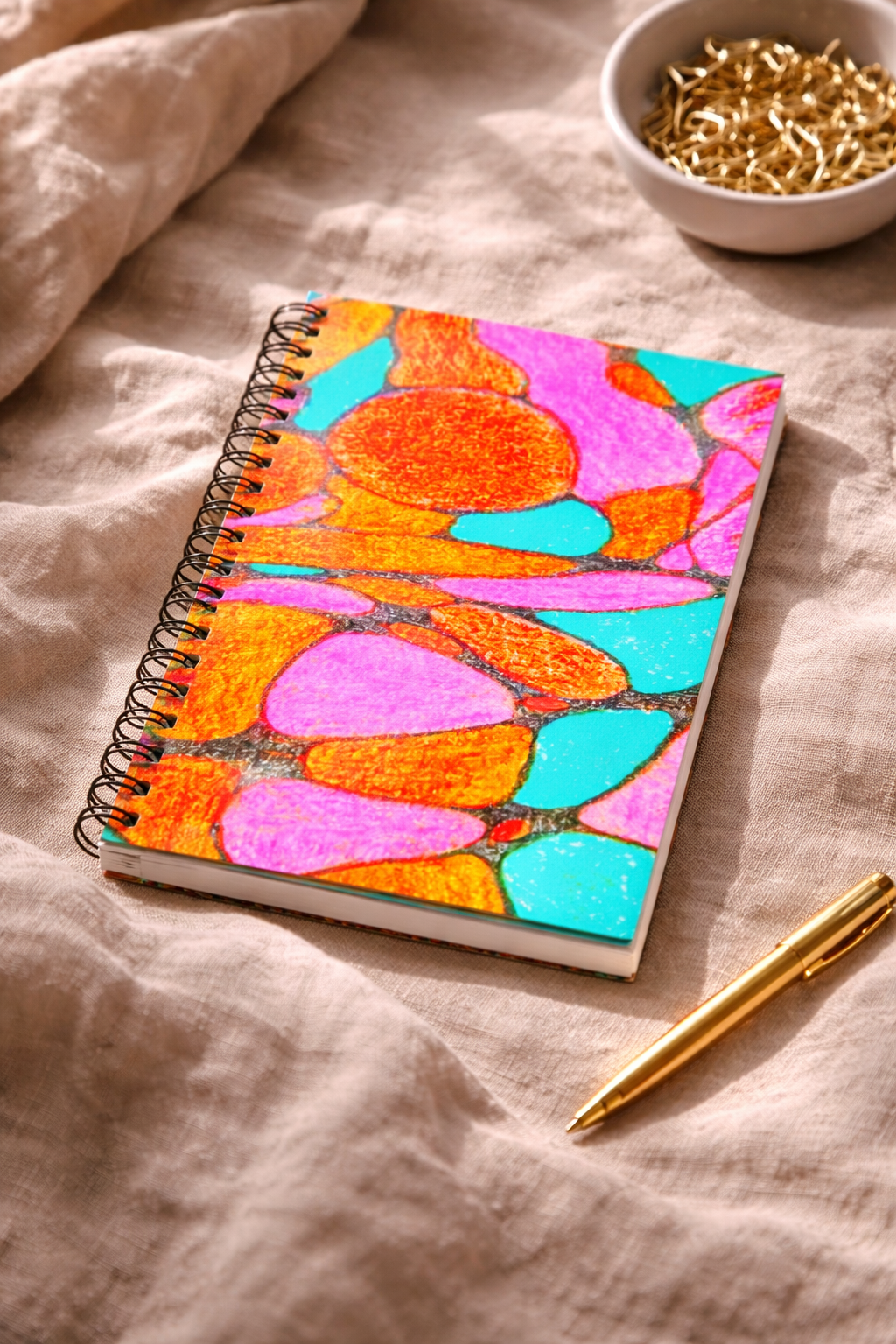 Vibrant Pop Abstract Notebook | Colorful Aesthetic Spiral Journal