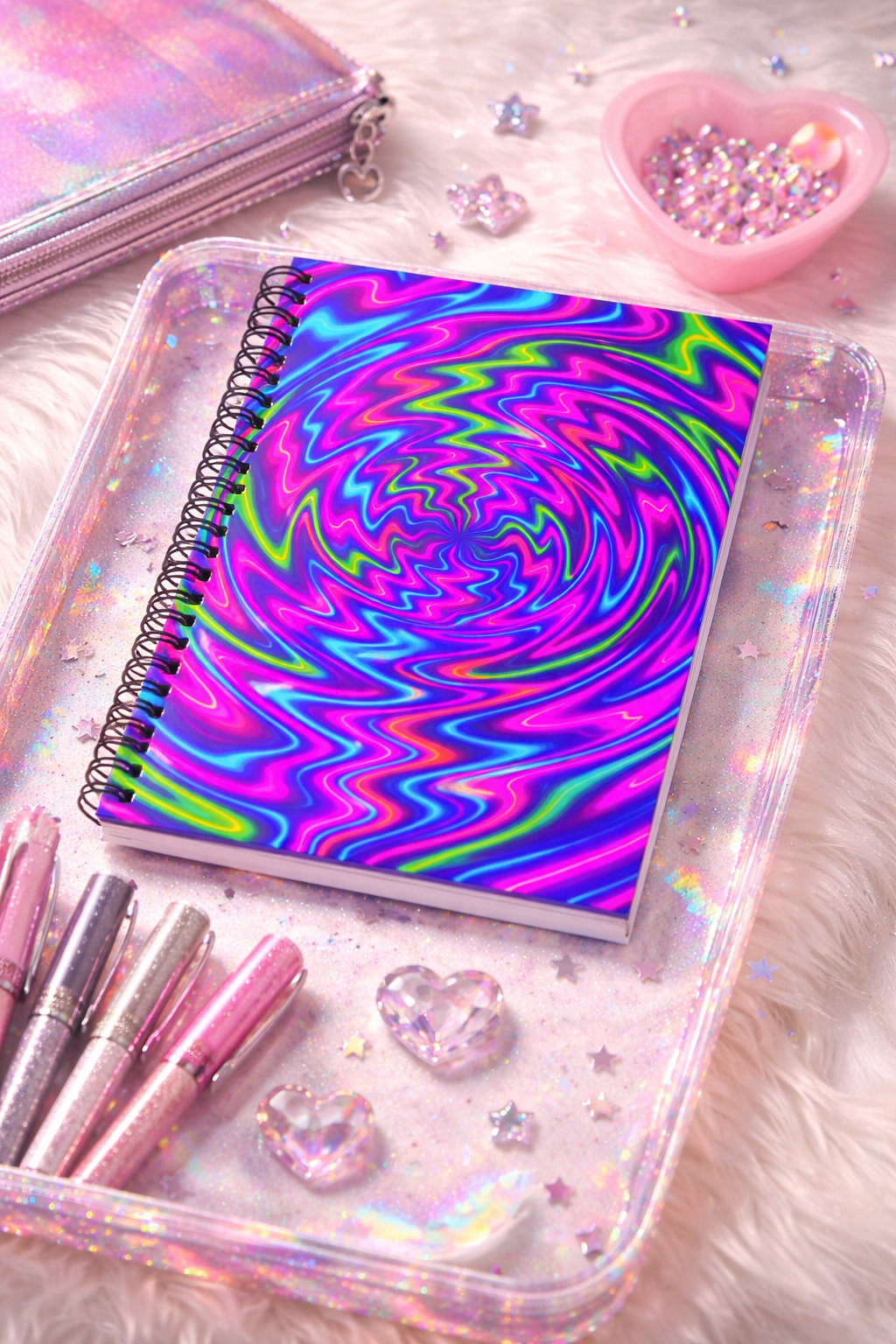 Neon Spiral Abstract Notebook | Psychedelic Aesthetic Journal