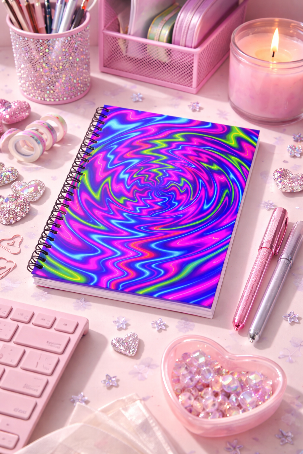 Neon Spiral Abstract Notebook | Psychedelic Aesthetic Journal