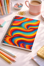 Retro Color Wave Notebook | Vintage Aesthetic Spiral Journal