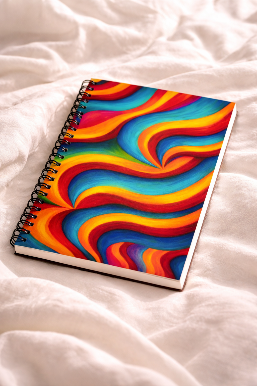 Retro Color Wave Notebook | Vintage Aesthetic Spiral Journal