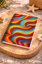 Retro Color Wave Notebook | Vintage Aesthetic Spiral Journal