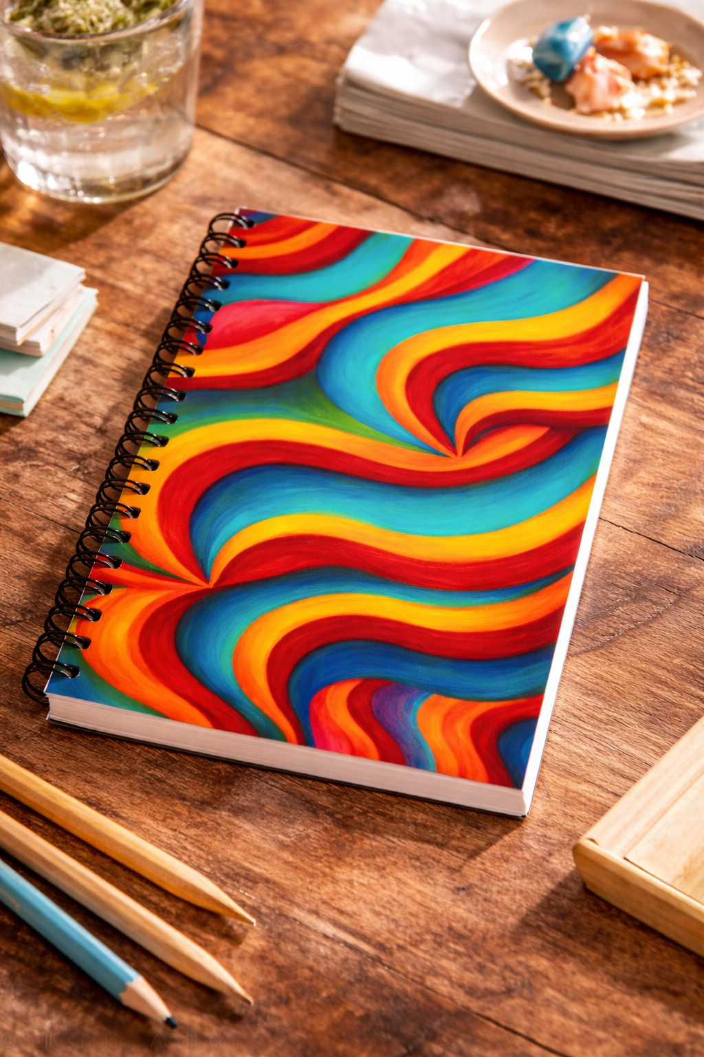 Retro Color Wave Notebook | Vintage Aesthetic Spiral Journal