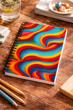 Retro Color Wave Notebook | Vintage Aesthetic Spiral Journal
